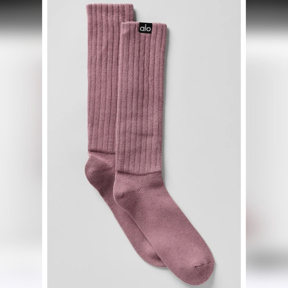 ALO Yoga Unisex Scrunch Sock Smoky Quartz Ribbed Casual Socks